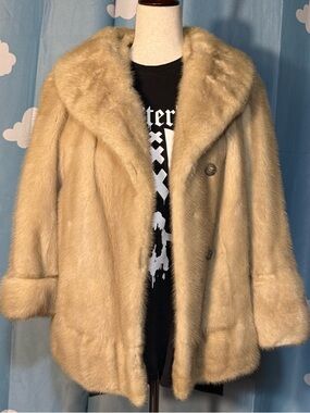 Vintage Fever bleached mink fur jacket- embroidered name provenance. Sz L